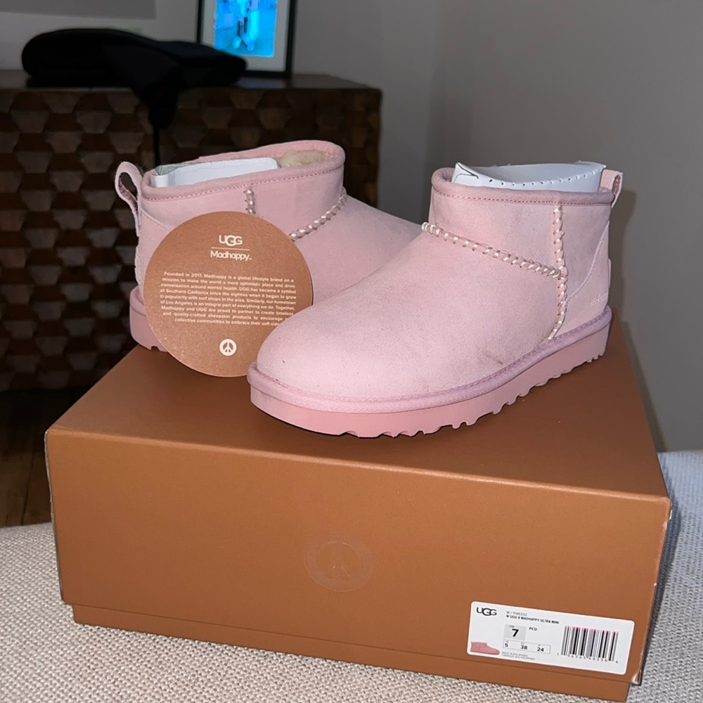 MADHAPPY x Ugg Pink Ultra Mini Uggs - Size 7